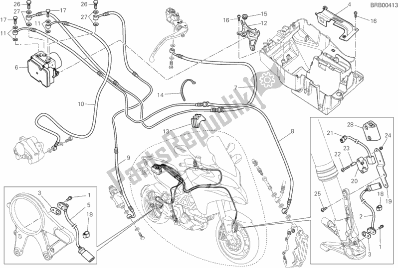 All parts for the Braking System Abs of the Ducati Multistrada 1200 S GT USA 2014